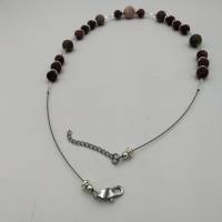 Naturstein Perlen-Halskette mit Edelstahl rosa bordeaux silber 49 cm plus Verlängerungskette Bild 4