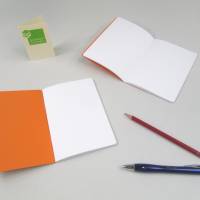 Notizheft, orange, om shanti Frieden, DIN A6, handgefertigt, Recyclingpapier, Chakren Bild 2