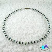 Wechsel-schmuck Magnet Glas-Perlen Collier weiße Dreiecke mit Glasschliff Rondellen  Statement-Kette  ART 4458 Bild 4