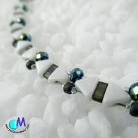 Wechsel-schmuck Magnet Glas-Perlen Collier weiße Dreiecke mit Glasschliff Rondellen  Statement-Kette  ART 4458 Bild 5
