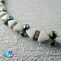 Wechsel-schmuck Magnet Glas-Perlen Collier weiße Dreiecke mit Glasschliff Rondellen  Statement-Kette  ART 4458 Bild 7