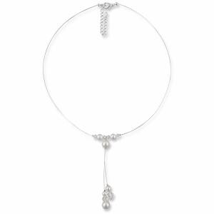Trendige Perlenkette mit Anhänger, 925 Silber, Swarovski Kristalle, Braut Kette, Schmuck Hochzeit, Perlen Kette Bild 1