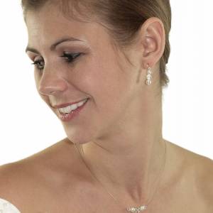 Trendige Perlenkette mit Anhänger, 925 Silber, Swarovski Kristalle, Braut Kette, Schmuck Hochzeit, Perlen Kette Bild 3