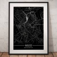 Stadtplan NEUSS - Just a Black Map I Digitaldruck Stadtkarte citymap City Poster Kunstdruck Stadt Karte Bild 1