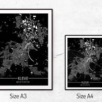 Stadtplan KLEVE - Just a Black Map I Digitaldruck Stadtkarte citymap City Poster Kunstdruck Stadt Karte Bild 5