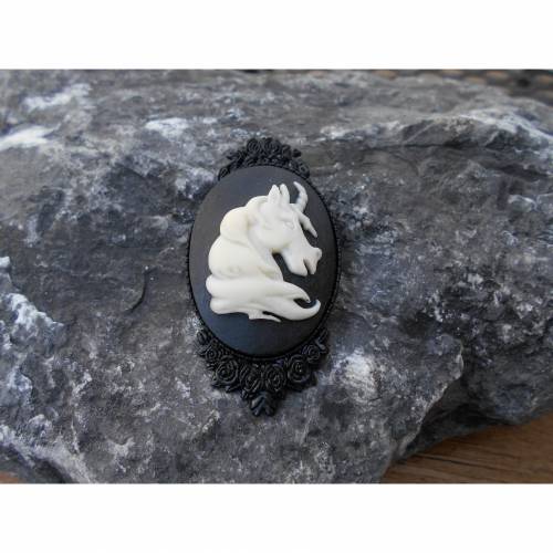 Einhorn Pferd Gemme kamee   Brosche Anstecker  