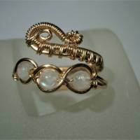 Ring mit Mondstein weiß im Spiralring Paisley goldarben boho verstellbar Daumenring Bild 5