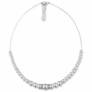Perlenkette Vintage, 925 Silber, Swarovski Steine, Perlen Collier, Schmucketui, Kette Hochzeit, Brautschmuck, Halskette Bild 2
