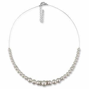 Perlenkette Vintage, 925 Silber, Swarovski Steine, Perlen Collier, Schmucketui, Kette Hochzeit, Brautschmuck, Halskette Bild 3