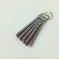 Schlüsselanhänger, Anhänger zweifarbig pink, hellgrau Bild 2