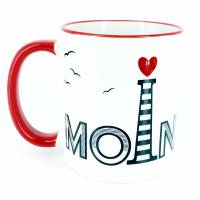 Tasse Moin, Geschenk für Nordsee-Fans, Leuchtturm Möwen, Geschenk-Idee Küsten-Liebhaber Bild 5