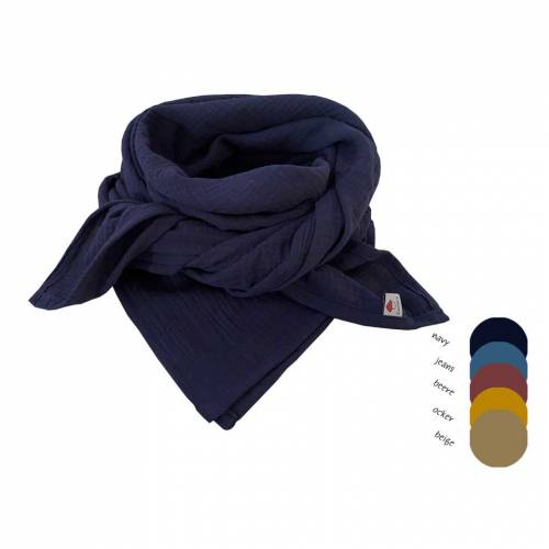 Musselintuch 130x1300 cm für Erwachsene / Musselin Halstuch / Stilltuch aus Musselin in navy