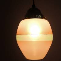alter Lampenschirm aus Glas grün braun gold Bild 4