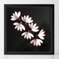 Zarte Blüten auf schwarz // 3D-Wandbild im Objektrahmen Bild 3