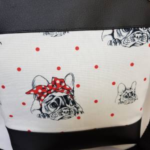 Handtasche Bulldogge  Hund Umhängetasche  weiss schwarz  Kunstleder mit Anhänger Tasche Geschenk Bild 7