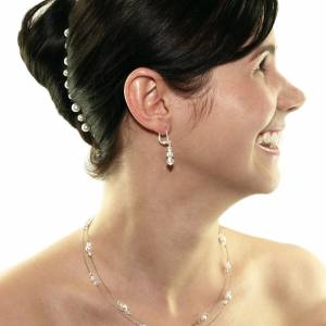 Braut Kette Perlen weiß creme, 925 Silber, Swarovski Steine, Schmucketui, Perlenkette mehrreihig, Halskette Perlen Bild 1