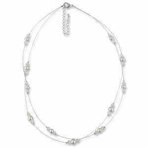 Braut Kette Perlen weiß creme, 925 Silber, Swarovski Steine, Schmucketui, Perlenkette mehrreihig, Halskette Perlen Bild 3