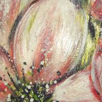 APFELBLÜTEN - wunderschönes Blütenbild 80cm x 60cm, mit Strukturpaste und Glitter Bild 5