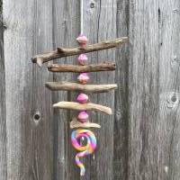 Treibholz  Girlande Windspiel Schmuckkeramik, Regenkette, bunt, Hippie Style Bild 1