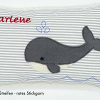 Wal Fisch Namenskissen Taufkissen Kuschelkissen Kindergartenkissen Geburtsgeschenk Bild 1