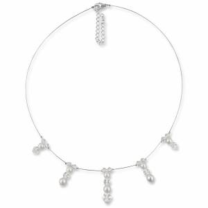 Perlenkette Anhänger, 925 Silber, Swarovski Steine, Halskette Perlen, Kette Hochzeit, Brautschmuck, Edle Perlen Kette Bild 2