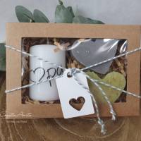 Handverziertes Kerzen-Set und Seifenherzen in Geschenkbox - Geschenk für Opa - Kerzenset Bild 1