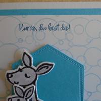 Glückwunschkarte zur Geburt Taufe Junge Babykarte Geburtskarte Känguru Bild 2