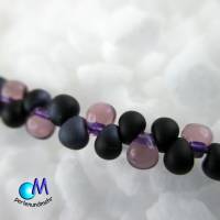 Wechsel-schmuck Magnet Glas-Perlen Collier violett -anthrazit,  Statement-Kette  ART 3789 Bild 4