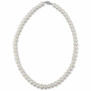 Süßwasserperlenkette 42 cm, 925 Silber, Zuchtperlenkette, Halskette mit Süßwasserperlen, Kette Hochzeit, Brautschmuck Bild 1