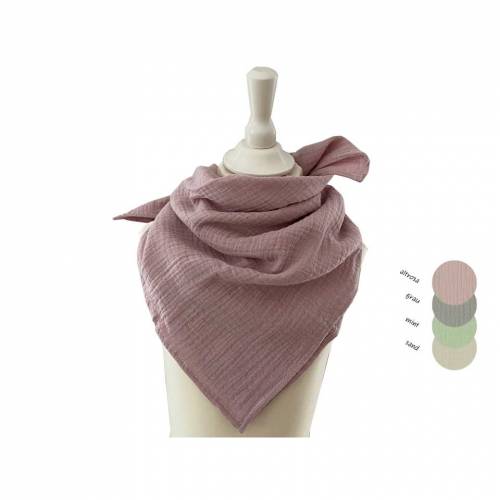 Musselintuch 60x60 cm für Kinder / Musselin Halstuch in altrosa