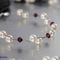 Brautschmuck - Luftig, filigranes Brautarmband mit amethystfarbenen Kristallen und Perlen passend zum Brautkleid Bild 1