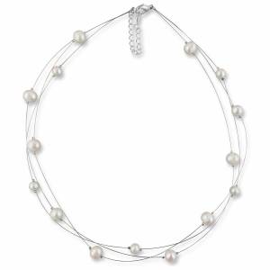 Süßwasserperlenkette, 925 Silber, Echte Perlenkette mehrreihig, Kette Hochzeit, Halskette Süßwasserperlen, Brautschmuck Bild 1