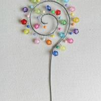 Deko Blumenstecker Gartenstecker Spirale mit Blütenperlen Bild 2