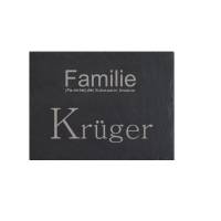 Türschild Familie Namensschild Schiefer Gravur Klingelschild Wohnen Wand Wanddekoration Hausschild Eingang schwarz grau Bild 1