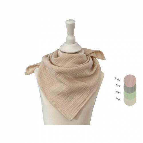 Musselintuch 60x60 cm für Kinder / Musselin Halstuch in sand