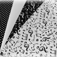 NOTEN - 5tlg Stoffpaket in schwarz weiß aus Baumwolle, 70 x 50cm, für Patchwork und Deko, Musik Bild 1