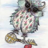 Große Karte Vogel mit Herz und Schlüssel Grüße retro stil romantisch Danke Erzieherin Lehrerin Bild 5