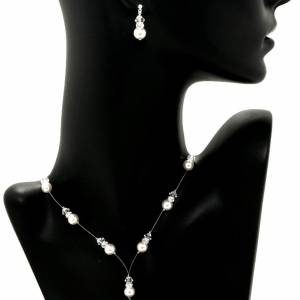 Brautschmuck, Schmuckset Perlen, Ohrringe Perlenkette 925 Silber, Strass Kristalle, Hochzeit Schmuck, Braut Accessoires Bild 3