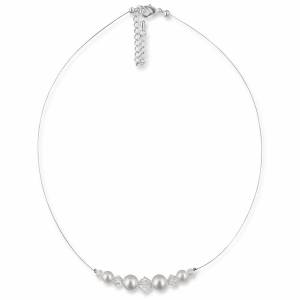 Perlen Kette Vintage, 925 Silber, Swarovski Strass, Edle Perlenkette, Braut Kette, Perlencollier, Schmuck Hochzeit Bild 1