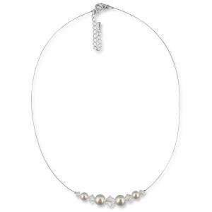 Perlen Kette Vintage, 925 Silber, Swarovski Strass, Edle Perlenkette, Braut Kette, Perlencollier, Schmuck Hochzeit Bild 2