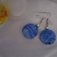 1 Paar Ohrhänger silberfarben  mit Glasanhänger  - blau Bild 1