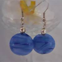 1 Paar Ohrhänger silberfarben  mit Glasanhänger  - blau Bild 2