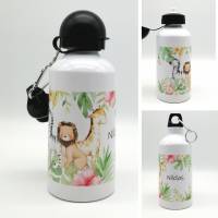 Trinkflasche mit Namen "Dschungeltiere"/ individuell/ Flasche/ Kindertrinkflasche Bild 1