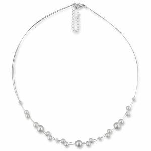 Neckholder Perlenkette, Perlen weiß creme, 925 Silber, Swarovski Steine, Schmucketui, Brautaccessoire, Halskette Perlen Bild 1