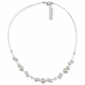 Neckholder Perlenkette, Perlen weiß creme, 925 Silber, Swarovski Steine, Schmucketui, Brautaccessoire, Halskette Perlen Bild 2