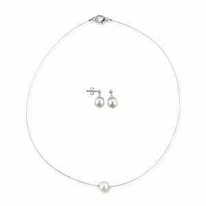 Schmuckset Hochzeit, Perlenkette Ohrringe edel, Brautschmuckset Perlen, 925 Silber, Hochzeit Schmuck, Perlenschmuck Bild 1
