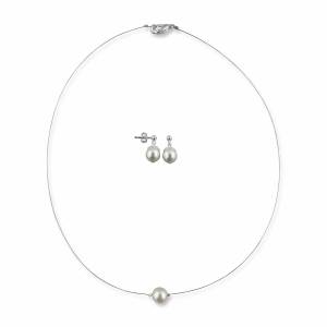 Schmuckset Hochzeit, Perlenkette Ohrringe edel, Brautschmuckset Perlen, 925 Silber, Hochzeit Schmuck, Perlenschmuck Bild 2