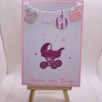 Babykarte - zur Geburt, Mädchen, rosa Bild 2