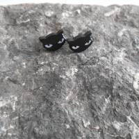Schwarze Katze Katzenkopf  Ohrstecker Ohrringe Bild 1