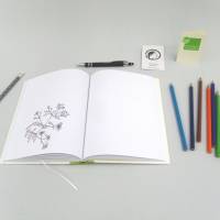 Notizbuch, Flora Fauna, grün, mit Illustrationen, DIN A5, handgefertigt Bild 7